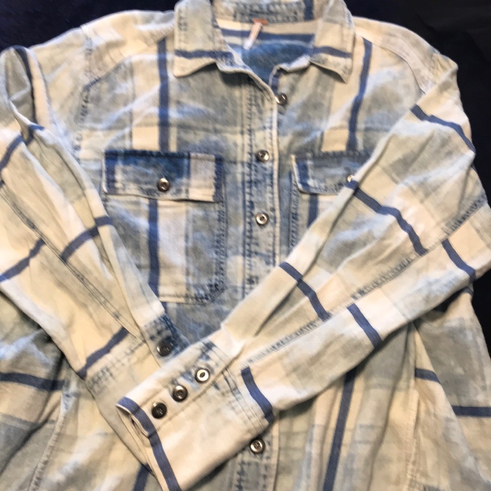 Free People plaid button down